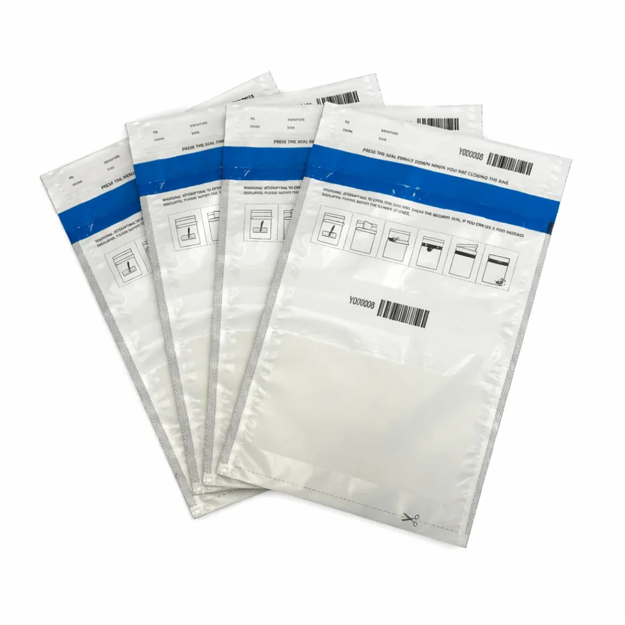 Range of tamper evident security bags in multiple sizes