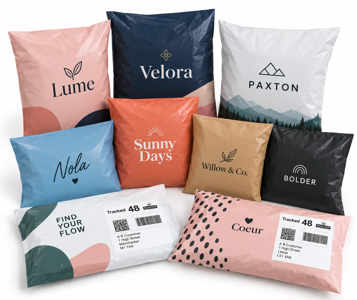 Custom printed mailing bags in multiple colours and sizes
